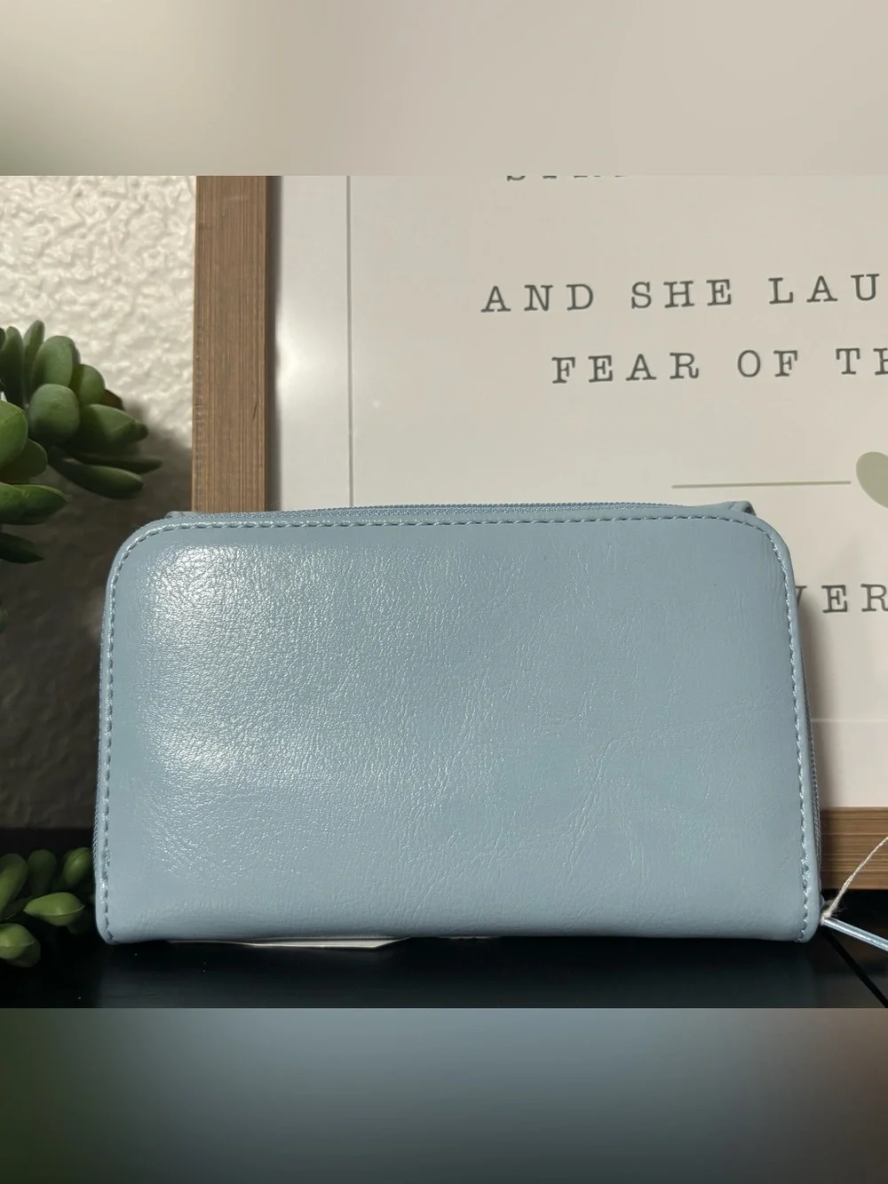 Women's Light Blue Faux Leather Wallet